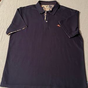 Tommy Bahama Navy Blue w/Orange trim. XXL. Pullover short-sleeve.